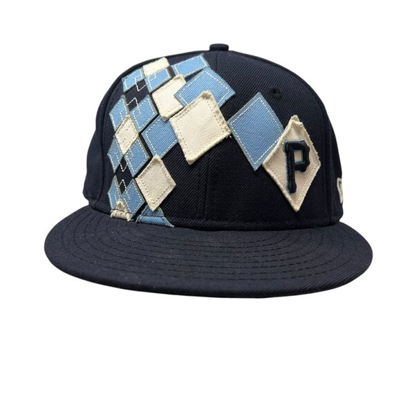 Pittsburgh Pirates Argyle New Era Fitted MLB Baseball Hat Cap 7 1/4 100% Wool - Picture 1 of 12